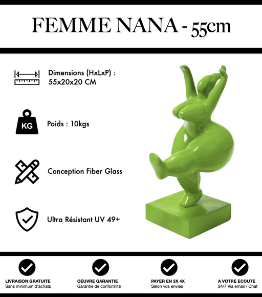 Sculpture Femme Nana Resine 55cm Statue - Vert - MUZZANO