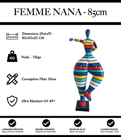 Sculpture Femme Nana Resine 85cm Statue - Hiver - MUZZANO