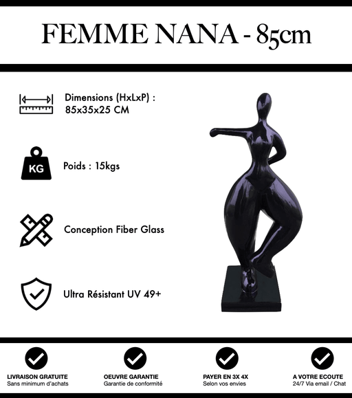 Sculpture Femme Nana Resine 85cm Statue - Noir - MUZZANO