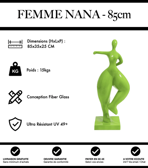Sculpture Femme Nana Resine 85cm Statue - Vert - MUZZANO