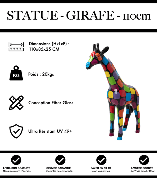 Sculpture Girafe Resine 110cm Statue - Puzzle - MUZZANO
