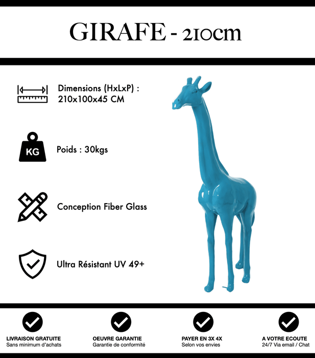 Sculpture Girafe Resine 210cm Statue - Bleu Clair - MUZZANO