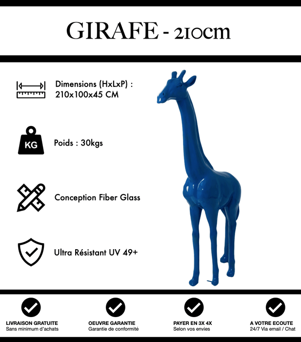 Sculpture Girafe Resine 210cm Statue - Bleu Foncé - MUZZANO