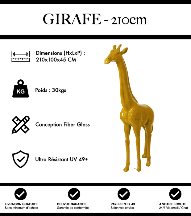 Sculpture Girafe Resine 210cm Statue - Jaune - MUZZANO