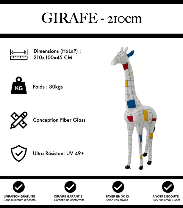 Sculpture Girafe Resine 210cm Statue - Mondrian - MUZZANO