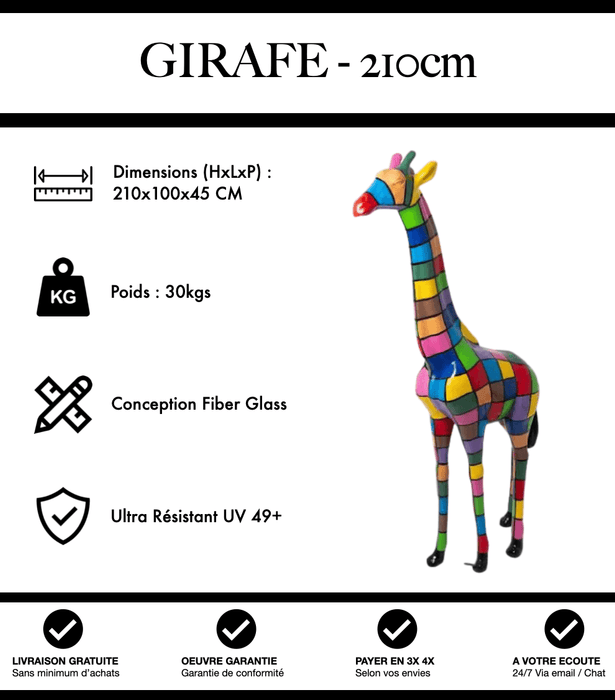 Sculpture Girafe Resine 210cm Statue - Puzzle - MUZZANO