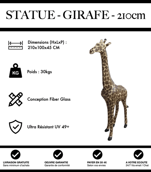 Sculpture Girafe Resine 210cm Statue - Savane - MUZZANO