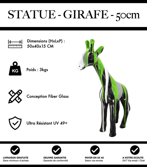 Sculpture Girafe Resine 50cm Statue - Green Trash - MUZZANO