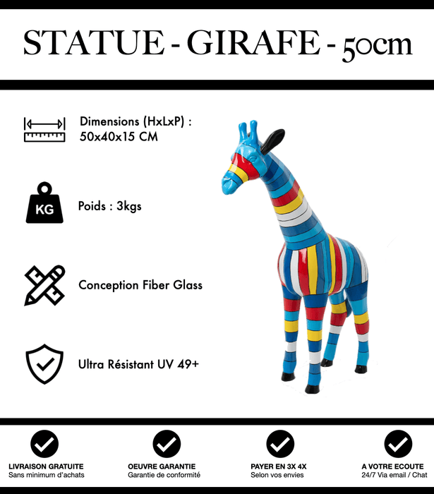 Sculpture Girafe Resine 50cm Statue - Hiver - MUZZANO