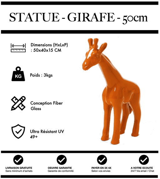 Sculpture Girafe Resine 50cm Statue - ORANGE - MUZZANO