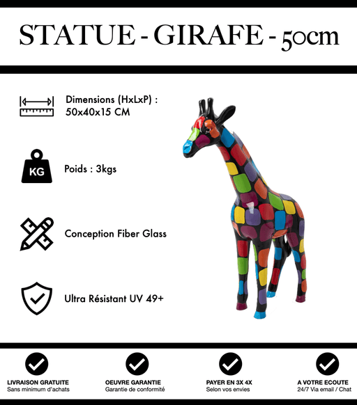 Sculpture Girafe Resine 50cm Statue - Puzzle - MUZZANO