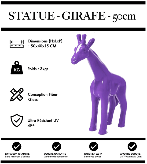 Sculpture Girafe Resine 50cm Statue - VIOLET - MUZZANO