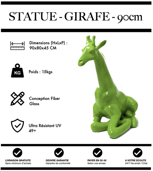 Sculpture Girafe Resine 90cm Assise Statue - VERT - MUZZANO