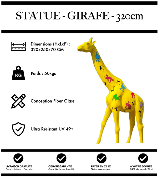 Sculpture Girafe Resine XXXL 320cm Statue - Dessin - MUZZANO