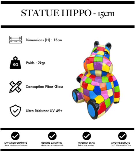 Sculpture Hippopotame Resine 15cm Statue - Bonbon - MUZZANO
