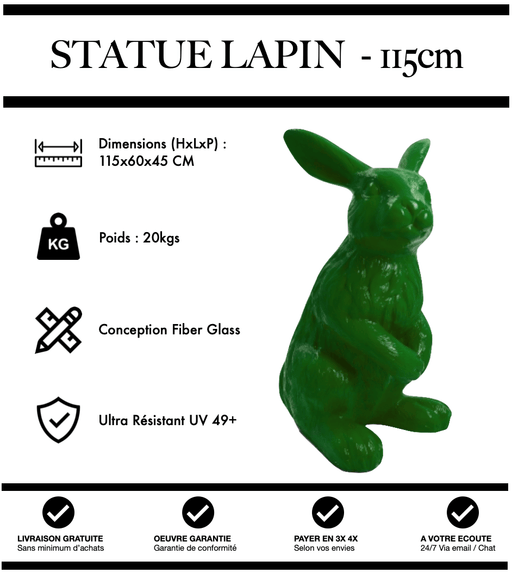 Sculpture Lapin Resine 115cm Statue - VERT - MUZZANO