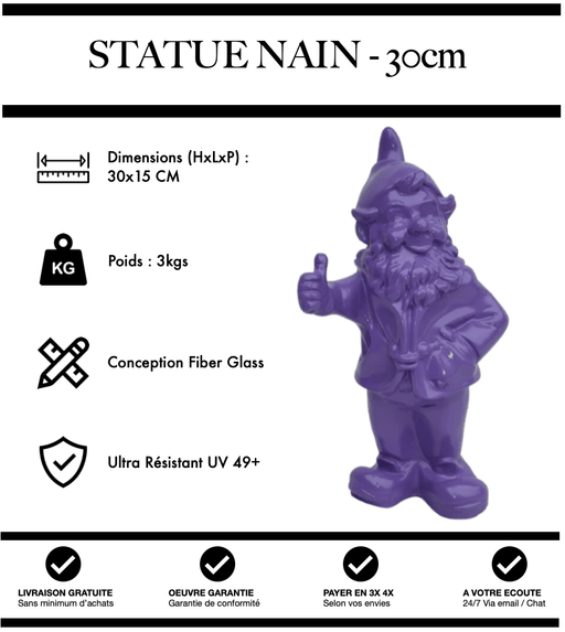 Sculpture Nain 30cm Statue - VIOLET - MUZZANO