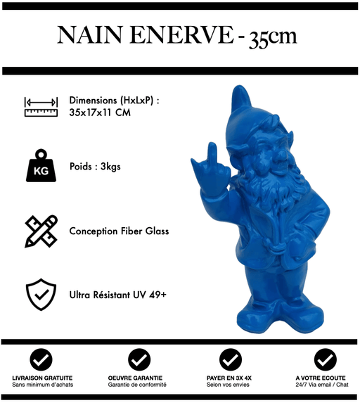 Sculpture Nain Enervé 35cm Statue - BLEU - MUZZANO
