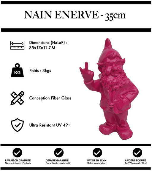 Sculpture Nain Enervé 35cm Statue - ROSE - MUZZANO
