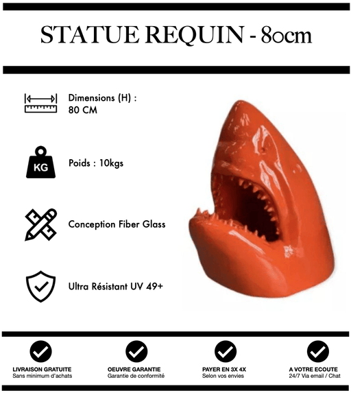 Sculpture Requin Resine 80cm Statue - Orange - MUZZANO