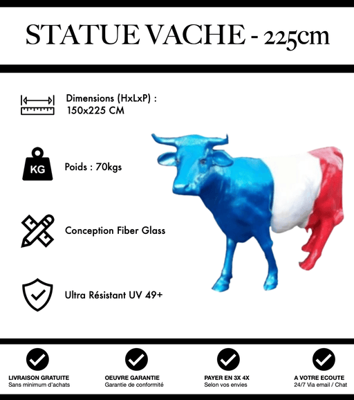Sculpture Vache Resine XXL Réaliste 225cm Statue - France - MUZZANO
