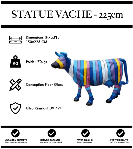 Sculpture Vache Resine XXL Réaliste 225cm Statue - HIVER - MUZZANO